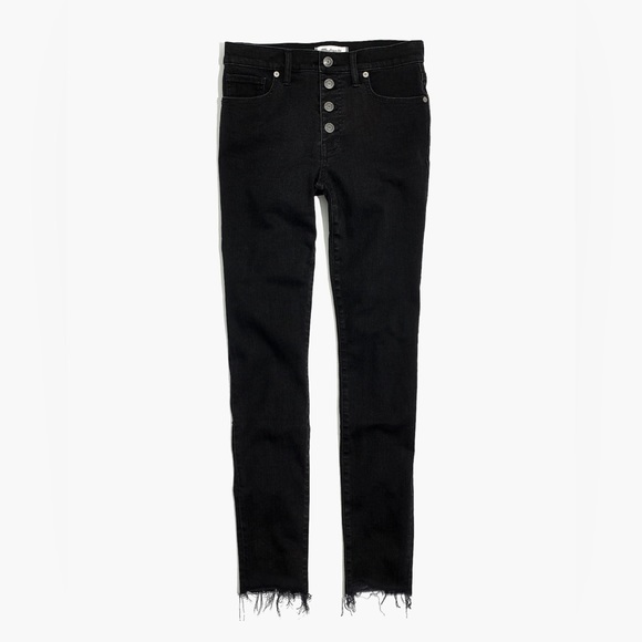 Madewell 9" Mid-Rise Skinny Jeans in Berkeley Black: Button-Through Edition - Picture 5 of 8